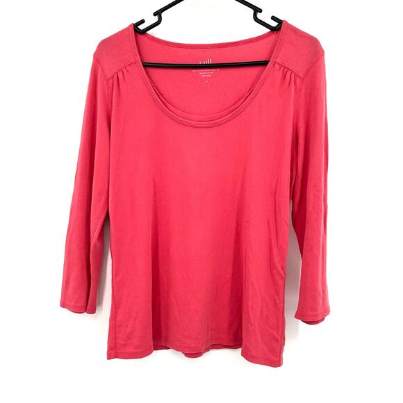 J. Jill Tops - J Jill Size Medium Shirt Pink Pima Cotton Scoop‎ Neck Tee Casual Basic Everyday